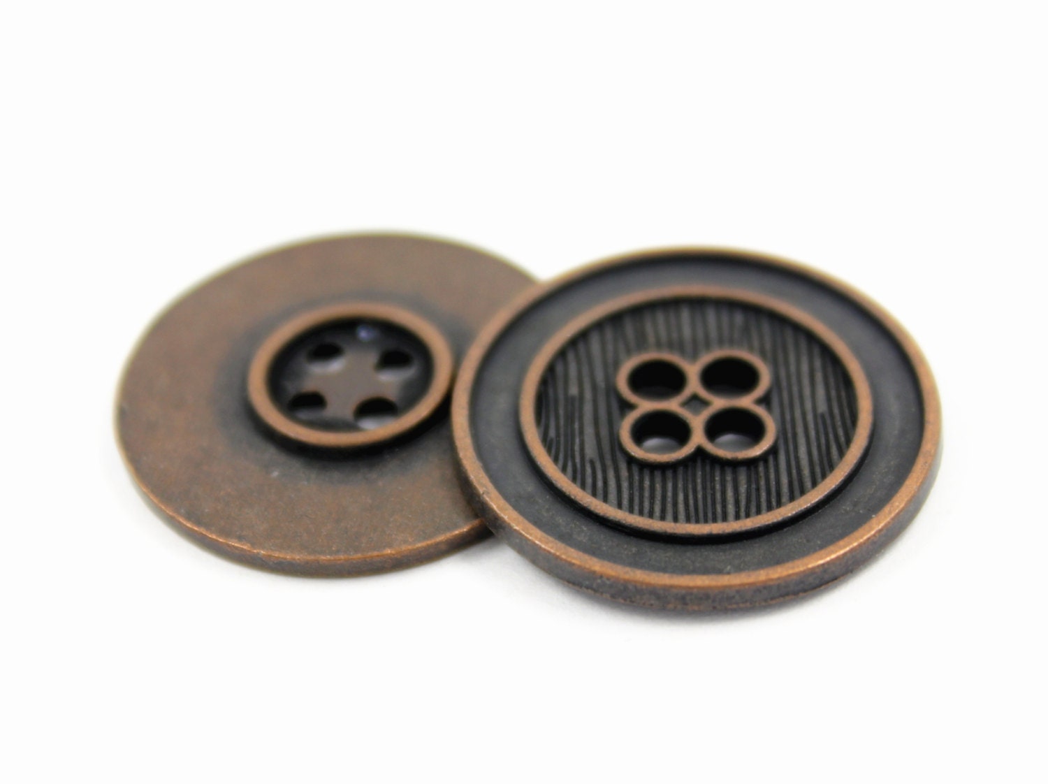 Metal Line Button Parallel Lines Metal Buttons , Antique Copper Color , 4 Holes , 0.91 ...