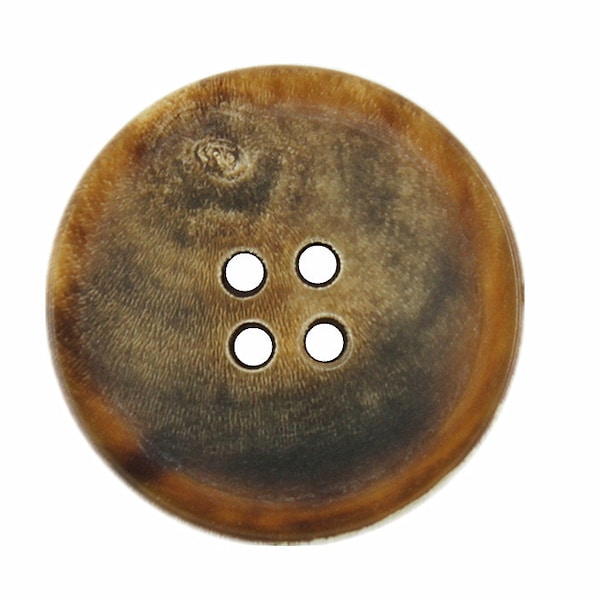 Horn Buttons - Raised Edge Brown Horn Buttons, Beautiful Texture , 0.91 inch , 4 pcs