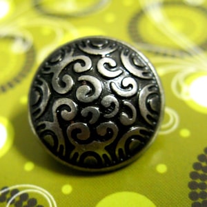 Metal Buttons - Cirrus Metal Buttons , Gray Silver Color , Domed , Shank , 0.59 inch , 10 pcs