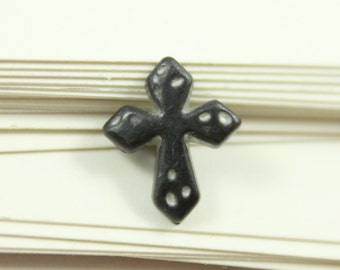 Metal Buttons - Cross Metal Buttons , Black Bronze Color , Shank , 0.47 inch , 10 pcs