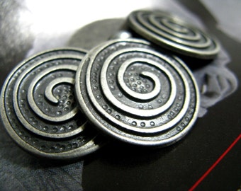 Metal Buttons - Spiral Metal Buttons , Gunmetal Color , Shank , 0.79 inch , 10 pcs