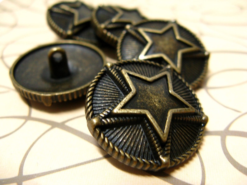 Metal Buttons Double Stars Metal Buttons Antique Brass Etsy