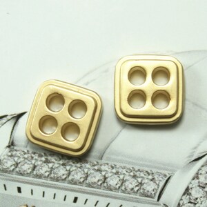 Metal Buttons - Square Solid Metal Buttons , Pearl Gold Color , 4 Holes ...