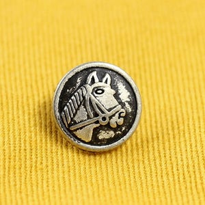 Metal Buttons Horsehead Metal Buttons , Retro Silver Color , Shank , 0.43 inch , 10 pcs image 1