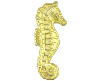 Metal Buttons - Seahorse Gold Metal Shank Buttons - 1 inch - 4 pcs
