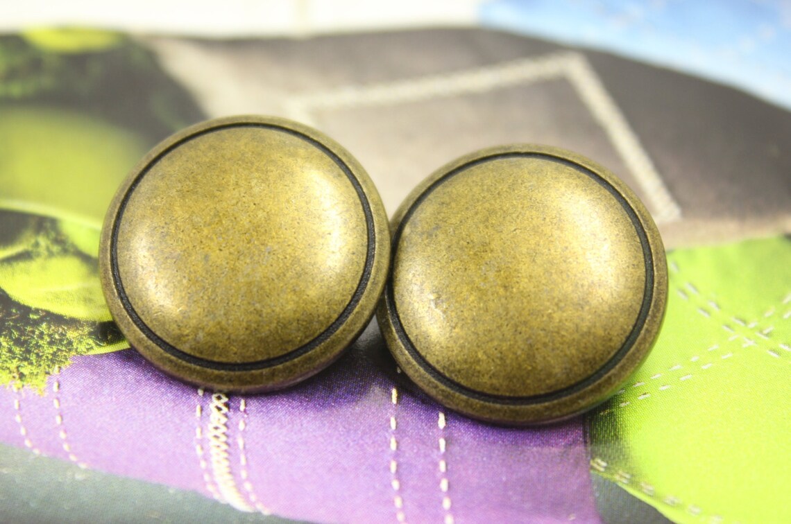 Metal Buttons - Antique Brass Shank Metal Buttons , 0.87 Inch , 10 Pcs ...
