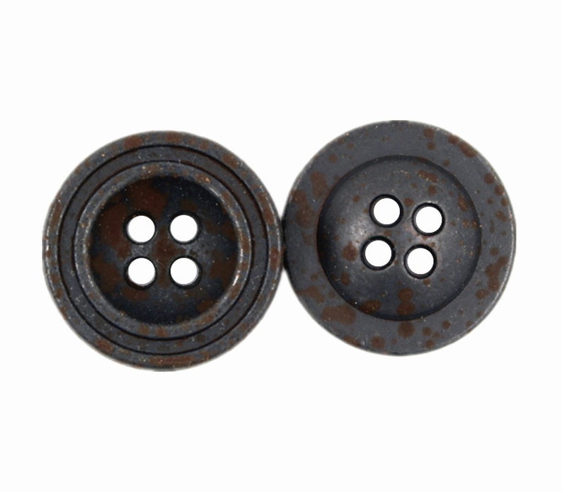 Metal Buttons Gunmetal Rust Concave Metal Hole Buttons - Etsy