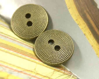 Metal Buttons - Masonry Antique Brass Metal Hole Buttons - 0.71 inch - 10 pcs