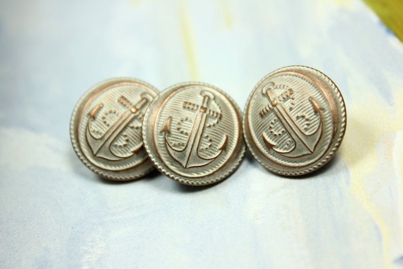 Metal Buttons - Rope and Anchor Metal Buttons , Copper White Patina ...