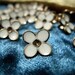 Metal Buttons - Cream Enamel Flower Metal Buttons , Gold Color , Shank , 0.47 inch , 10 pcs