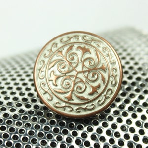 Metal Buttons - Celtic Flower Metal Buttons , Copper White Patina Color , Shank , 0.83 inch , 10 pcs