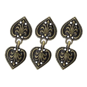 Cloak Clasp Fasteners - Antique Brass Baroque Spade Cloak Clasp Metal Fasteners. 5 Pairs.