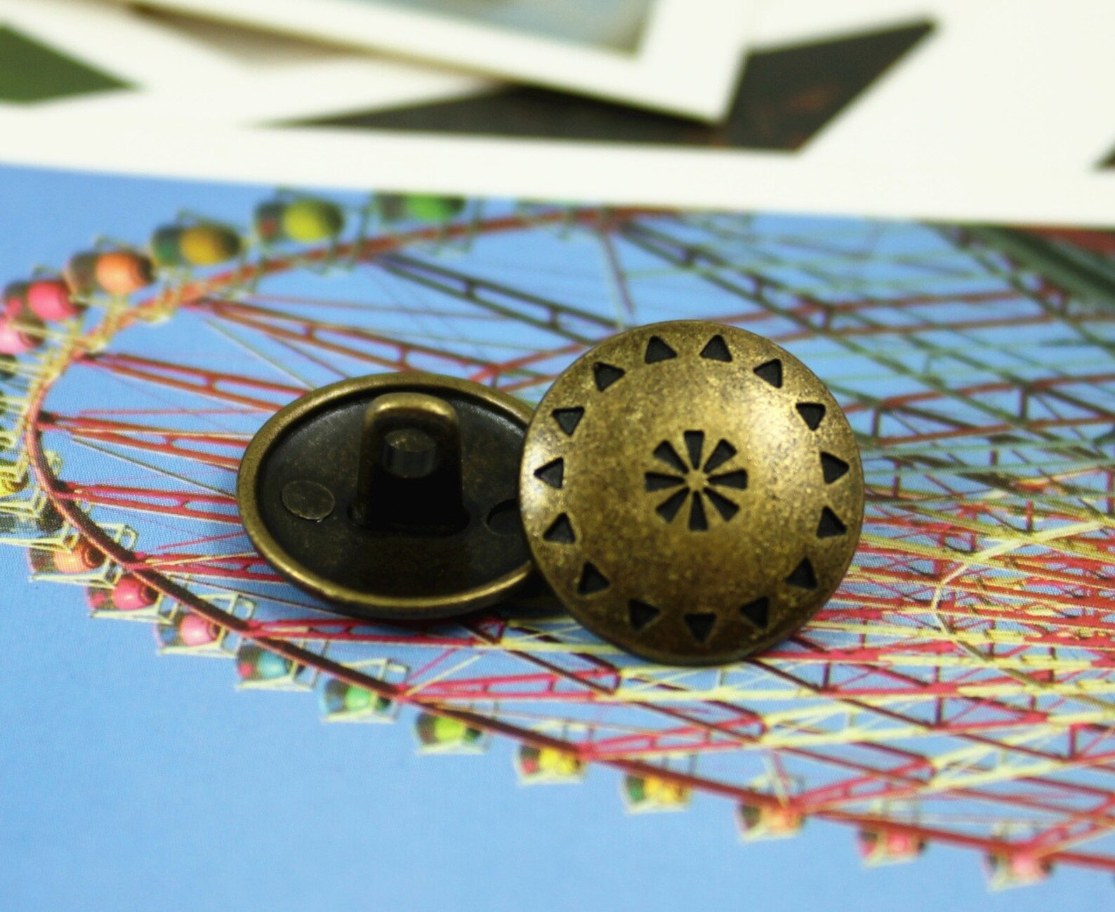 Metal Buttons Sun Wreath Metal Buttons Antique Brass Color Etsy