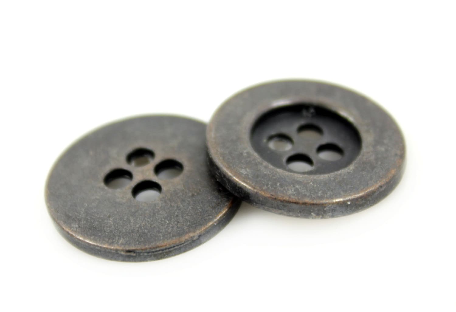 Metal Buttons - Raised Edge Metal Buttons , Dark Gunmetal Color , 4 ...