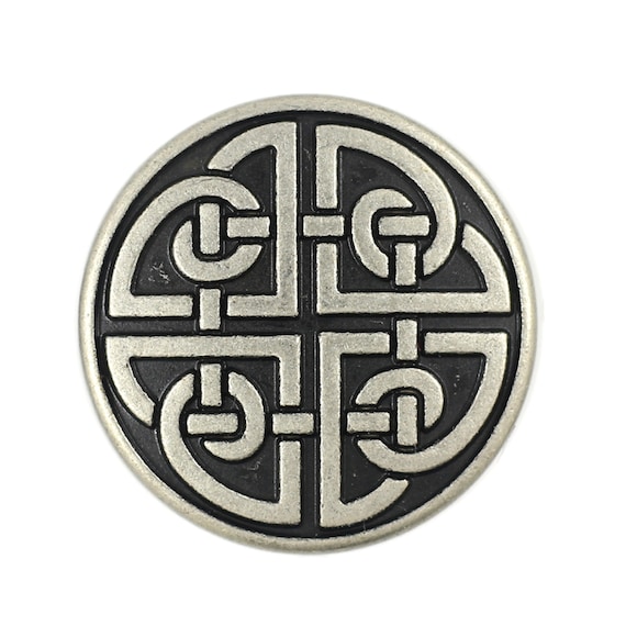Celtic Shield Knot Antique Silver Metal Shank Buttons. 25mm