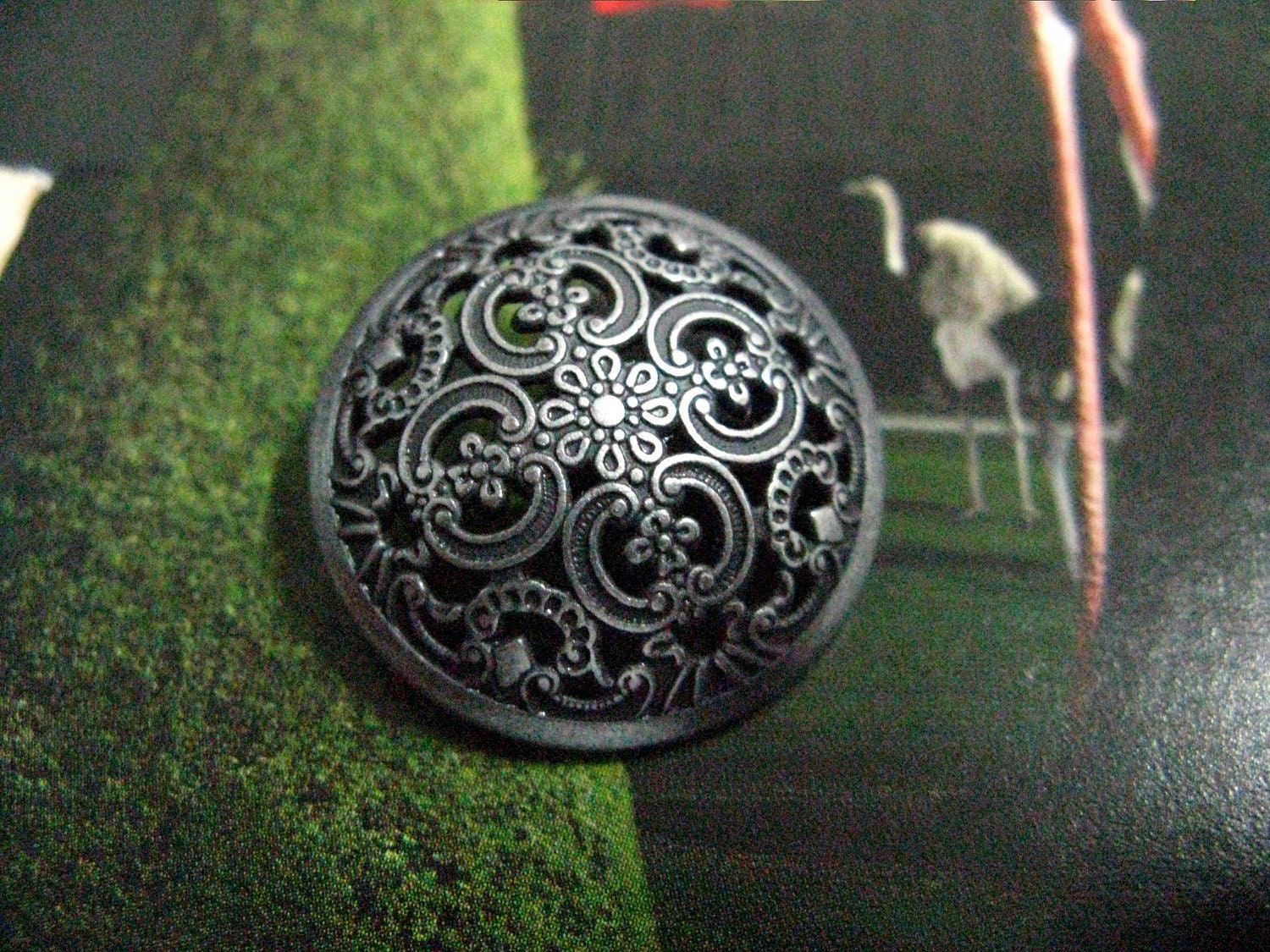 Metal Buttons Flowery Engraving Metal Buttons Gray Silver Etsy