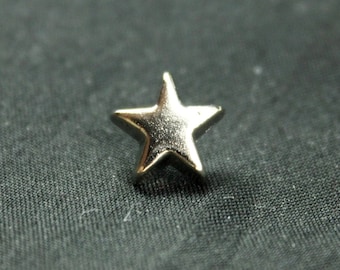 Star Metal Buttons , Shiny Silver Color , Shank , 0.51 pouces , 10 pcs