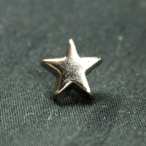 Star Metal Buttons , Shiny Silver Color , Shank , 0.51 pouces , 10 pcs