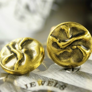 Metal Buttons - Folds Antique Gold Metal Shank Buttons - 18mm - 0.71 inch - 6 pcs
