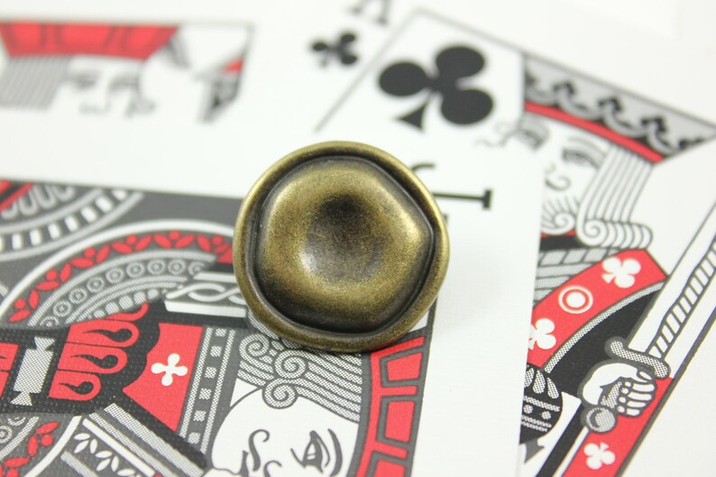 Metal Buttons - Caved Round Metal Buttons , Antique Brass Color , Shank ...