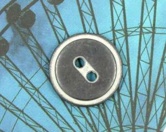 Metal Buttons - White Edge Metal Buttons , Gunmetal Color , 2 Holes , 0.43 inch , 10 pcs