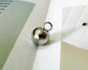 Metal Buttons - Silver Ball Shank Metal Buttons , 0.31 inch , 10 pcs