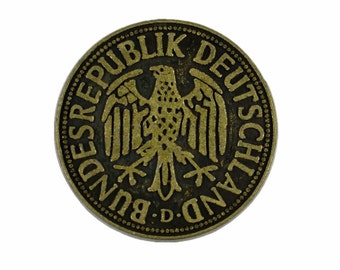 Bundesrepublik Deutschland Coin Concho Antique Brass Metal Rivet Sets - 0.91 inch - 2 pieces