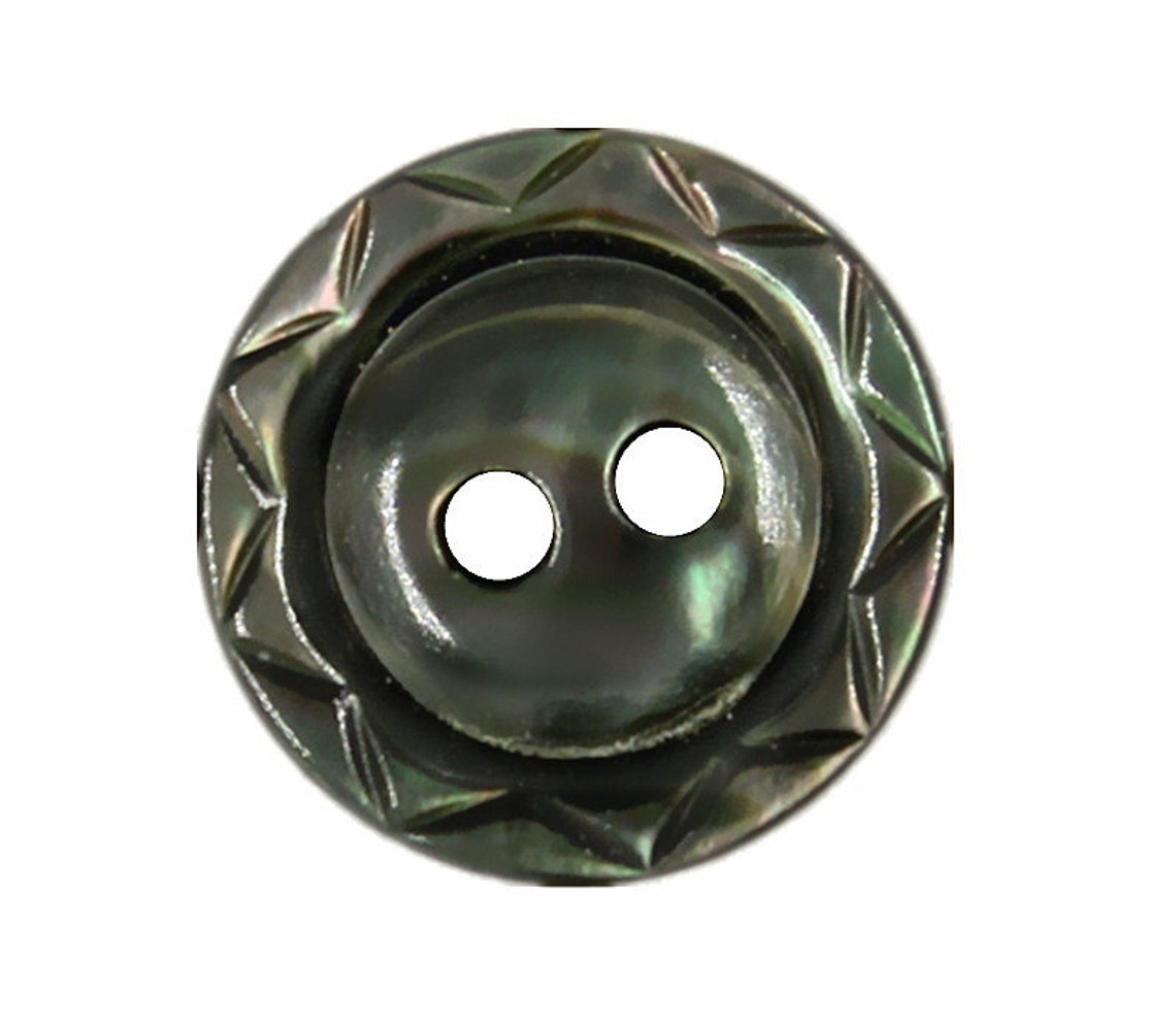 Shell Buttons - Zig-zag Carving Black Mother of Pearl Buttons, 0.43 ...