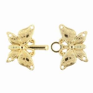 Cloak Clasp Fasteners - Butterfly Cloak Clasp Gold Hook and Eye Fasteners. 5 Pairs.