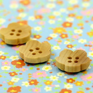 Concave Flower Wooden buttons , 0.47 inch , 10 pcs