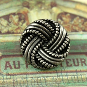 Metal Buttons - Ribbon Knots Metal Buttons , Gray Silver Color , Shank , 0.91 inch , 6 pcs