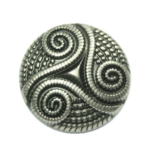 Metal Buttons - Roped Celtic Triple Spiral Metal Buttons , Gunmetal Color , Shank , 1 inch , 6 pcs