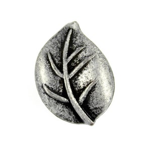 Leaf Metal Buttons , Antique Silver Color , Shank , 0.71 inch , 2 pcs