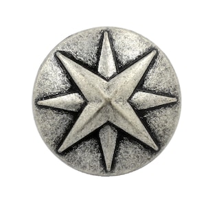 Metal Buttons - Compass Antique Silver Metal Shank Buttons - 3/4 inch - 6 pcs