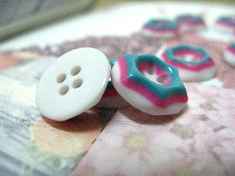 Fresh Candy Buttons 10 Pieces of Cyan Theme Color Hexagon Etsy