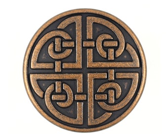 Celtic Shield Knot Antique Copper Metal Shank Buttons. 25mm (1 inch)  - 3 pcs
