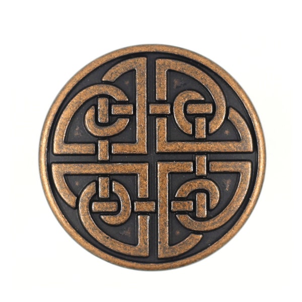 Celtic Shield Knot Antique Copper Metal Shank Buttons. 25mm (1 inch)  - 3 pcs