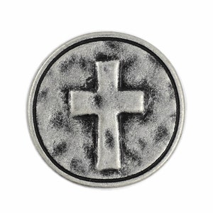 Metal Buttons - Cross Heraldry Antique SIlver Metal Shank Buttons - 0.79 inch - 6 pcs