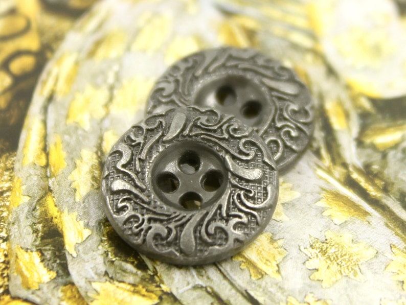 0.63 inch 10 pcs 4 Holes Metal Buttons Cirrus Circle Metal Buttons Gunmetal Color