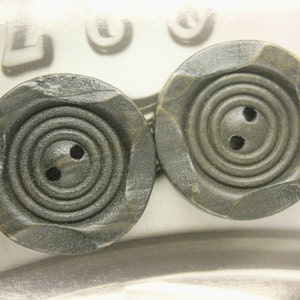 Wooden Buttons - Circles Carving Dark Color Wood Buttons, 1 inch (6 in a set)