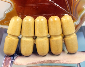 Wooden Buttons - Groove Design Natural Wooden Toggles, No Hole . 1.59 inch (6 in a set)