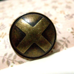 Metal Buttons - Balanced Cross Metal Buttons , Antique Brass Color , Domed , Shank , 1 inch , 10 pcs