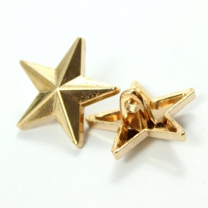 Metal Buttons Star Metal Buttons , Gold Color , Shank , 0.71 inch , 10 pcs image 3