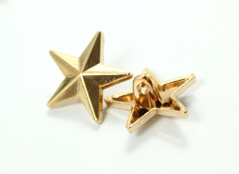 Metal Buttons Star Metal Buttons , Gold Color , Shank , 0.71 inch , 10 pcs image 3