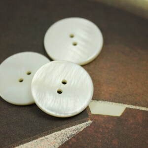 Shell Buttons 6 Pieces of Rich Luster White Shell Buttons, Beautiful Random Texture , 1 inch image 4