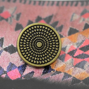 Metal Buttons Concentric Dots Metal Buttons , Antique Brass Color , Shank , 0.55 inch , 10 pcs image 1