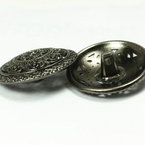 6 PCS Lacework Filigree Metal Buttons , Gray Silver Color , Shank , 1.18 inch image 3