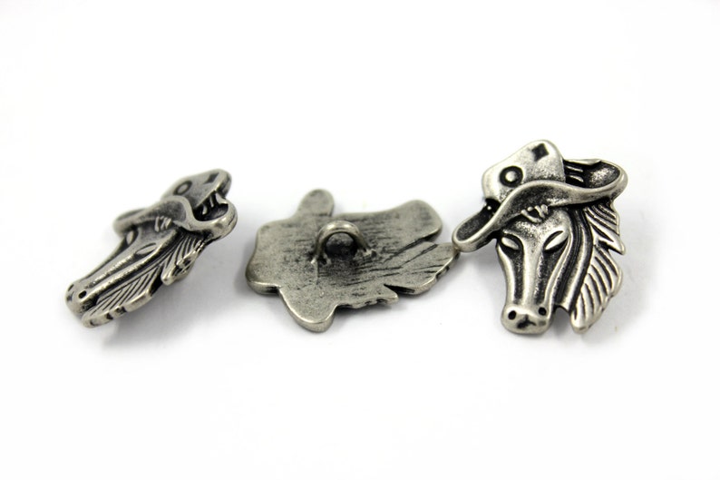 Horse Metal Buttons Horse Head Antique Silver Metal Shank Etsy