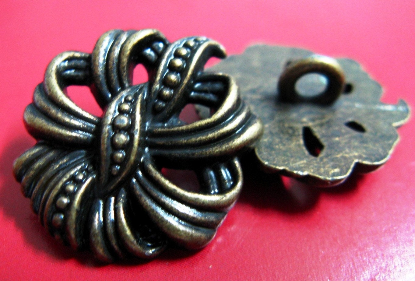 Buttons With Ribbons Metal Buttons - Ribbon Knots Metal Buttons , Antique Brass Color ...