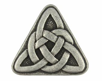 Metal Buttons - Triangle Celtic Sister Knot Antique Silver Metal Shank Buttons  - 0.91 inch - 3 pcs